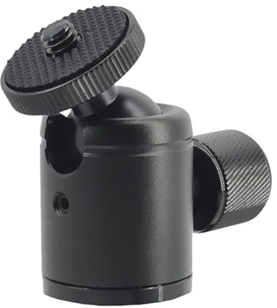 TOBBOMEY Soporte de Flash Rótula Esférica Mini de Aluminio, Tornillo 1/4 Pulgadas, Cabeza Giratoria 360°, Soporte Ligero para Cámara y Accesorios Fotográficos Portátil