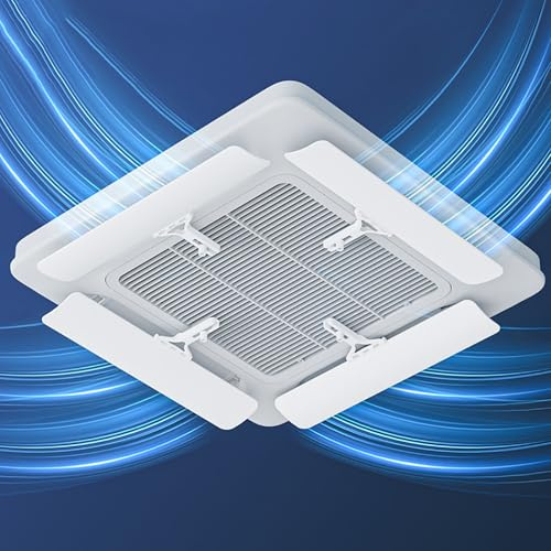 YCYHXJB Deflector Aire Acondicionado Techo (4 Unidades), Ajustables Deflectores para Aire Acondicionado de Cassette con Algodón Anticondensación, Cuentan con Soporte Tipo Gancho