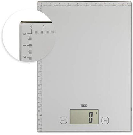 ADE Digitale Briefwaage mit XXL-Wiegefläche und aufgedrucktem Lineal | bis zu 20 kg