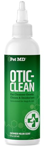 Pet MD Otic Clean Dog Ear Cleaner for Cats and Dogs - Effective Against Infections Caused by Infections, Itching and Controls Ear Odor - 8 oz (Cucumber Melon)