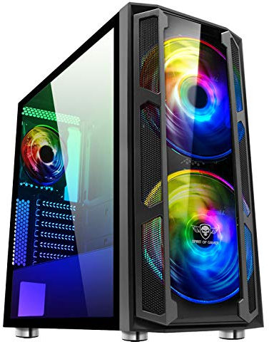 SPIRIT OF GAMER – Ghost 5 - Boitier PC Gamer ATX/mATX – 2 Ventilateurs LED RGB Adressable 200mm : 60 Modes - Tour Bureau Gaming Façade et Paroi Vitre en Verre – ASUS Aura/MSI Mystic/ASROCK
