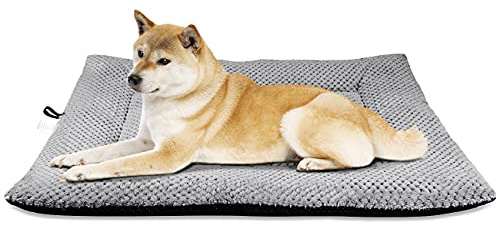 Onarway Dog Bed Mat Large: Washable Fluffy Dog Bed Cushion for Cats Puppies - L 91x58cm Sherpa Dog Crate Mattress for Medium Large Pets Grey