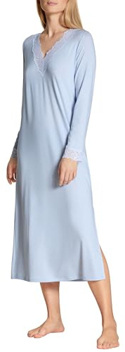 Calida Sogni Eleganti Camicia da Notte, Opaco, Harmony Blue, Etichettalia Unica Donna