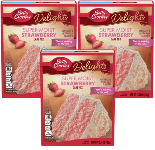 The Bramble Bay Betty Crocker Lot de 3 mélanges à gâteau super humides aux fraises 432 g