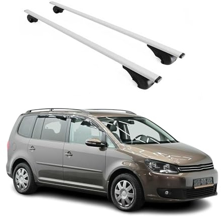 OMAC Dachträger für VW Touran 2003-2015 Stahl 2 Stangen Silber | Abschließbar, bis 75 kg Traglast, Querträger, Grundträger