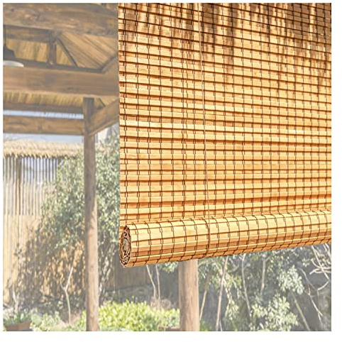 Bambus Rollo for Garten Außenbereich Balkon,90% Verdunkelung Lichtundurchlässig Blickdicht Fenster Bambus Rollo,mit Zubehör und Lift,Karbonisierte Farbe (Size : 100x120cm)