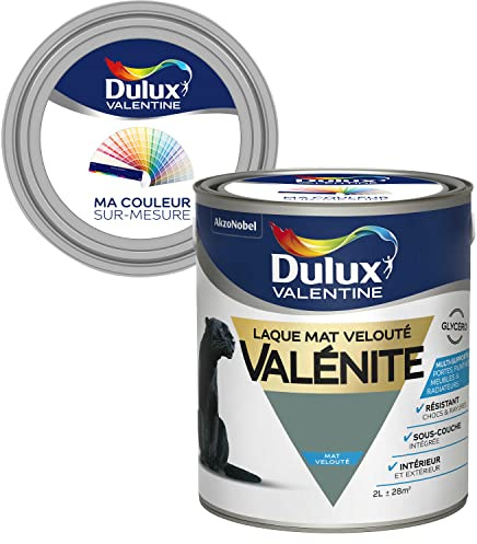 Ma Couleur Sur-mesure par Dulux Valentine – Peinture Laque Glycéro - Grande résistance pour boiseries et ferronneries - Mat Vert Celadon 2 L