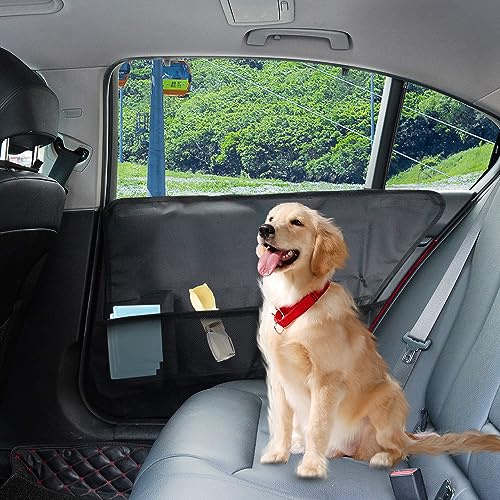 YONGMING Scratchproof Pet Car Door Cover Window Protector for Dogs with Car Organizers and Storage, Universal Window Guards for Cars from Dog Scratching For Front Back Seat Doors, Non Stick Fur