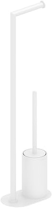 COSMIC Architect SP Base Portarrollos con Escobillero Integrado para Baño de Diseño Minimalista. Soporte de Pie para Papel Higiénico con Escobilla de Baño de Acero Inoxidable de Color Blanco Mate