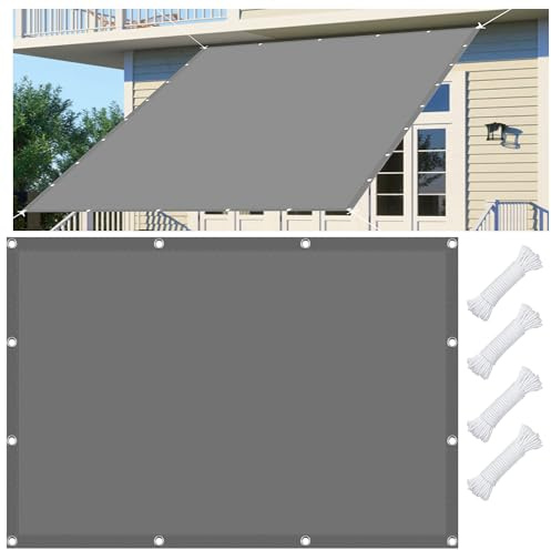 Vela Ombreggiante Tenda a Vela 50 x 180 cm Balcone Protezione Della Privacy, Rettangolare Impermeabile con Occhielli, Pes Protezione UV 98%, per Esterno Terrazza Giardino, Grigio Chiaro