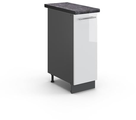 Vicco Apothekerschrank Fame-Line, Weiß Hochglanz/Anthrazit, 30 cm, AP Anthrazit