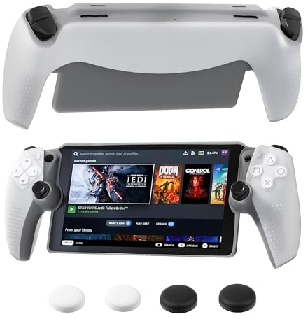 FANPL 【Improved Version】 Silicone Case for PlayStation Portal Accessories, Soft Protective Cover for PS Portal Skin with 4 Thumb Grips (White)