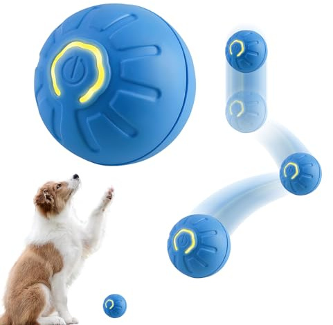 EagerMinds Interaktives Hunde Spielzeug - Selbstrollender, Robuster und Vielseitiger Ball, Automatisch Rollend und Langlebig für Hunde (Blau)