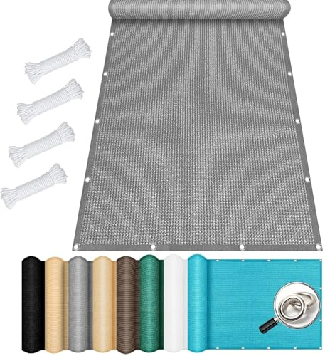 Sonnensegel Balkon Sichtschutz mit Ösen 80 x 120 cm Windschutz Atmungsaktiv Zaunblende Schattiernetz Sichtschutznetz Wasser Luftdurchlässig für Carport Pflanze Pergola Zaun Außen, Hellgrau