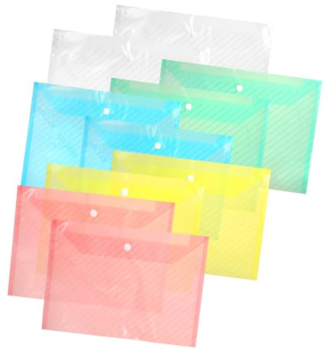 A4 Dokumententasche A4 Transparent Bunte Mappen Sammelmappe Dokumentenmappe zum Abheften Dokumententaschen Sammelmappen Plastic Wallets mit Druckknopf für Dokumente Organisieren 10 Stück