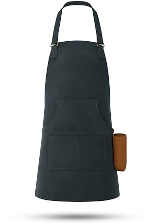 C S Cover Solutions Grillschürze Herren & Damen Dunkelgrau | 83 x 63 cm aus robustem Kunstleder mit Vordertasche & verstellbarem Nackengurt | BSCI zertifiziert