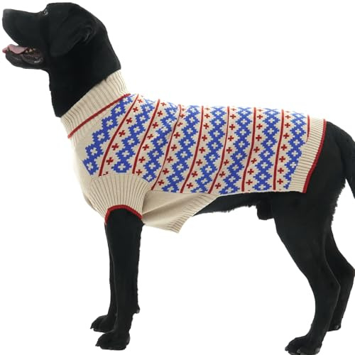 Katzinst Hundepullover Große Hunde – Warmer Stricken Winterpullover für Hunde | Atmungsaktiv und Weicher Hundepulli mit Muster, Herbst Winter Hund Pullover Bernhardiner (Aprikose, 4XL)