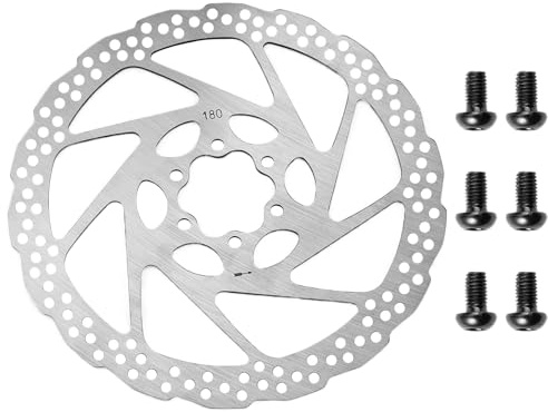 ARYIMYDP 180mm Bremsscheiben Fahrrad, Scheibenbremsbeläge mit 6 Schrauben und Kleiner Schraubenschlüssel, für Die Meisten Mountainbike Rennrad Reiten Fahrrad MTB und BMX (Silber 180mm)