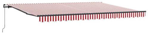 vidaXL Tenda Retrattile Rosso e Bianco 450 × 350 cm, Tenda da Giardino e terrazza, Rettangolare, Moderna, Retrattile, Ombra Esterna, Resistente agli Agenti atmosferici