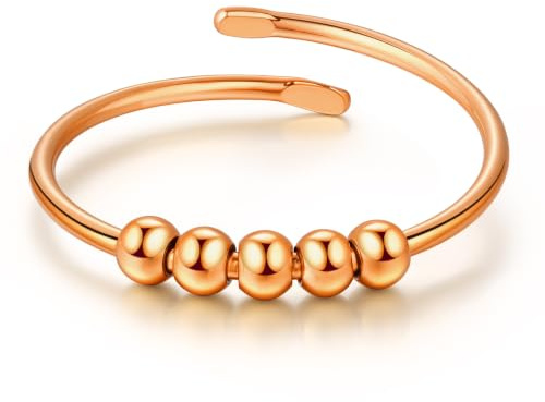 Ahokei Anxiety Ring Silber 925, Stress Ring Damen 50-60MM, Fidget Damenring Gold,Stressring Silber Ringe 925 Frauen Angstring Spinner Anxiety Ringe Gold Verstellbar Geschenk Für Frauen