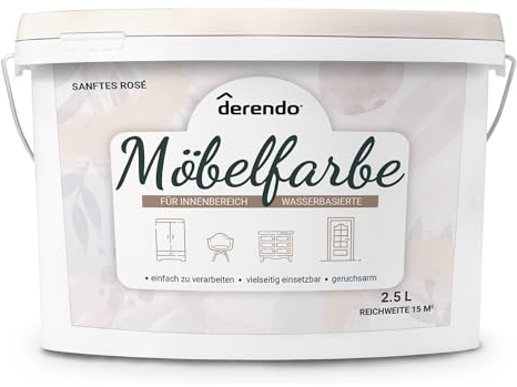 derendo Möbelfarbe ohne Schleifen Sanftes Rosé matt Kreidefarbe für Innen 2,5l