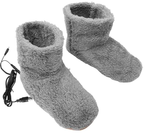 Yardenfun USB Beheizte Hausschuhe Herren Plüsch Fußwärmer mit Anti Rutsch Sohle Schnellheizung für Büro Zuhause Winter