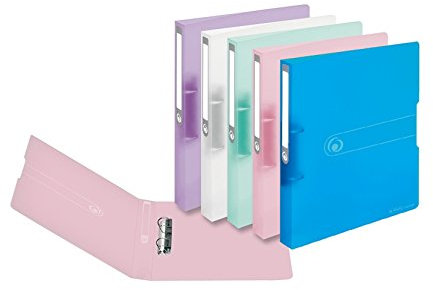 Ringbuch A4 PP 2-Ring 3,8cm Pastell transparent (5er Packung, Pastell transparent)