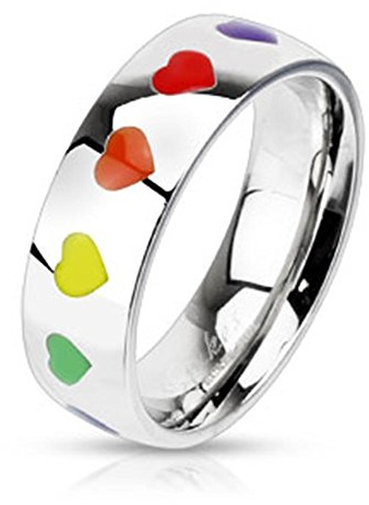 beyoutifulthings funkelnder Regenbogen Band-Ring Chirurgenstahl 316L Verlobungs-Ring Partner-Ring Trau-Ring 47(15)-69(22)