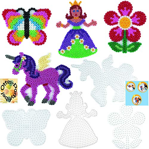 HHO HAMA Bügelperlen-Bastel-Set midi-Stift-Platten-Set midi Märchenwelt Prinzessin + Pegasus + Blume + Schmetterling #1