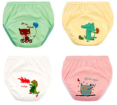 Vobony Confezione da 4 Mutandine di Apprendimento per Bambino Impermeabili Cotone Assorbente Riutilizzabile Mutande Pantaloni da Vasino per Bambini