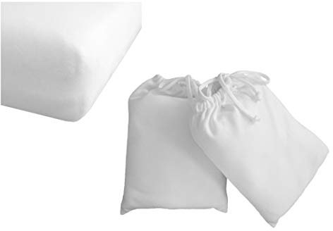 Spannbettlaken Weiß 60x120-70x140 cm Doppelpack aus Reiner Bio Baumwolle Interlock Jersey Kinder Baby Bett (Weiß, 60x120-70x140 cm Doppelpack)