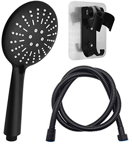 Schwarz Duschkopf Handbrause mit 1,5m Schlauch und Handbrause Halterung mit 3 Strahlarten Wassersparende Duschbrause Multifunktions Duschkopf