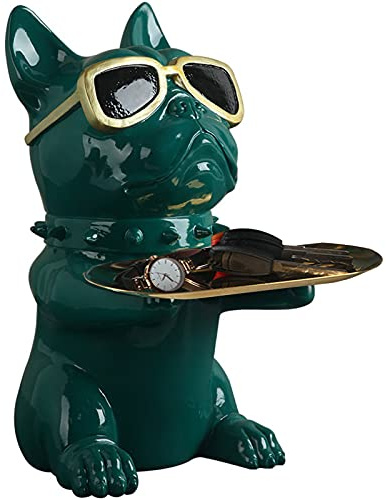 HDDH Porche Decoraciones Paletas Cuenco Llave para Entrada Vaciabolsillos Moderno Almacenamiento Teléfono Joyería Multifuncional Bandeja Cuenco Decorativo Multifuncional Forma de Perro (Verde)