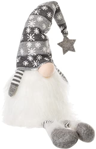 Brandsseller Weihnachtswichtel 50 cm inkl. Hängebeine mit LED – Skandinavische Figur, detailreicher Gnom als dekorative Winterdeko für Tisch, Fenster & Wohnzimmer - Grau