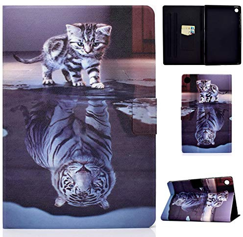 CASAFUNY Hülle für Samsung Galaxy Tab A8 10,5 2022/2021 (SM-X200/SM-X205/SM-X207), PU Leder Tablette Schützhülle Multi-Winkel Ständer Cover Case für Samsung Galaxy Tab A8 2022/2021, Katze und Tiger | PU Leder,mit Stifthalter,Ständer,Wallet Cover Case,Schützhülle für Galaxy Tab A8 SM-X200/SM-X205/SM-X207