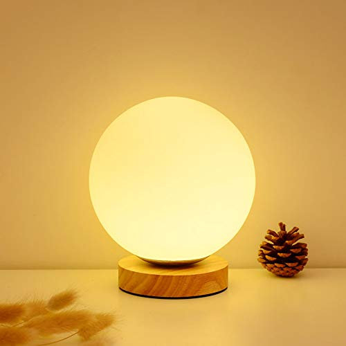 Mengjay Nachttischlampe Tischlampe, Holz, LED Nachttischlampe mit 1,5 m Kabel mit Schalter für Schlafzimmer, Nachttisch, Wohnzimmer, Beistelltisch, Babyzimmer E27 Fassung Keine Glühbirne (A)