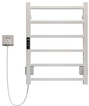 WRJAHCG Elektrisch Handtuchheizkörper, Handtuchtrockner Elektrisch Wandmontage, Badheizkörper Elektrisch Edelstahl mit LCD-Bildschirm Timer Intelligentem Thermostat,Weiß,Left Line