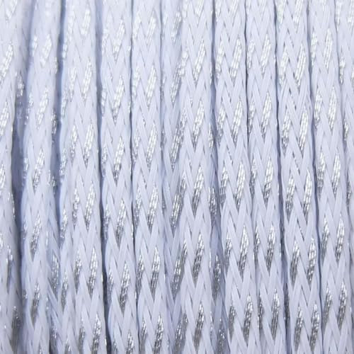 Gaine tressée Extensible d'isolation de 2M/10M 3/4/6/8/10/12/14mm Couverture d'enveloppe de Fil Gaine en Nylon Manchon de câble de Protection-Soie argentée blanche-14mm-10M