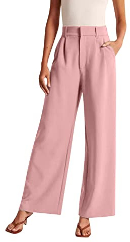 Stoffhose Damen Elegant High Waist Weite Hose Palazzo Stretch Weites Bein Damenhosen Marlenehose Business Anzughose Schwarze Old Money Lockere Hosen Wide Leg