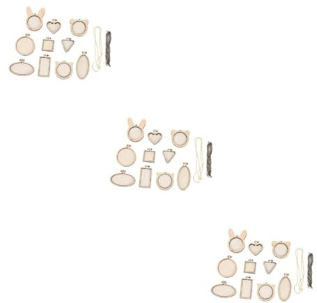 STOBOK 36stücke Teiliges Mini Holzstickrahmen Für Kreuzstich Und Bastelarbeiten Verschiedene Formen Dreieck Tiermotive Stickrahmen Mit Fixierungsrahmen Für Nähprojekte