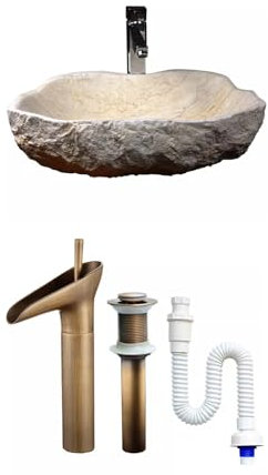 Waschbecken, Stein-Aufsatzwaschbecken, modernes kreatives Outdoor-Waschbecken, Badezimmer, Zuhause, Balkon, Außenbereich, Steinwaschbecken, Badezimmer-Gefäß-Waschbecken (Größe: B)