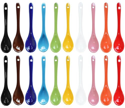 Yuauy Eierlöffel aus Porzellan, 11,9 cm, für Kaffee, Dessert, Joghurt, Tee, Milchtee, 2 Sets à 10 Stück