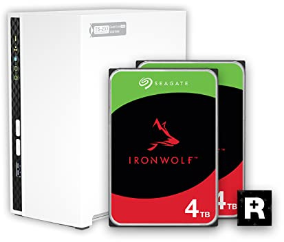 QNAP NAS Home de 2 bahías con Capacidad de Almacenamiento de 4 TB, Paquete de Unidades Raid 1 Seagate IronWolf preconfiguradas, con Puertos de 1 GbE (TS-233-24ST-US)