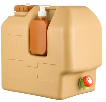 MagiDeal 20L Wasserbehälter Camping-Wassereimer mit Zapfhahn, Wassertank mit Griff, Große Wasserkanne Wasserkrug mit Seifspender für Camping, Outdoor, Wandern, Notfallvorräte