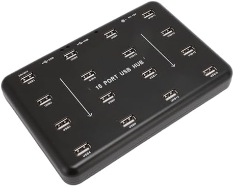 16 Port USB2.0 Hub, USB Flash Laufwerk Batch Test Kopierer, USB Splitter, für Kartenleser, TF Karte, SD Karte, Mobiler Festplatten Kopierdaten Batch Test. (EU-Stecker)