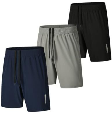 fovdtaa Lot de 3 shorts de sport pour homme à séchage rapide, pour la gym, la course à pied, l’entraînement