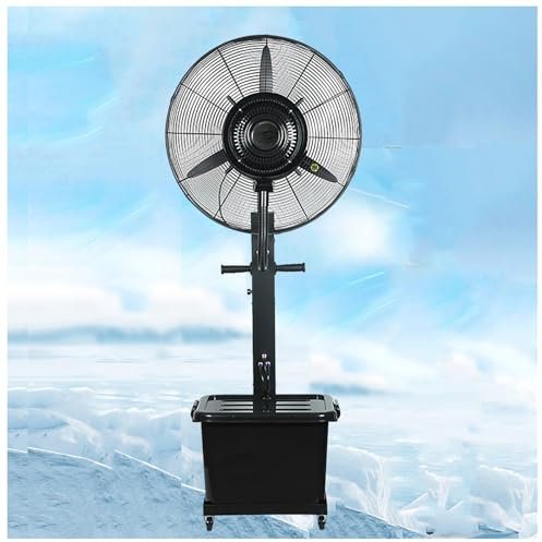 HSPLXYT Outdoor Fan Heavy Duty Misting Fans, Oscillating Fan Pedestal Fan, Portable Industrial Floor Fan, Patio Fan, 3 Speeds, 42L Water Tank, Fan + Spray for quick cooling (26/30)(650mm (26in))