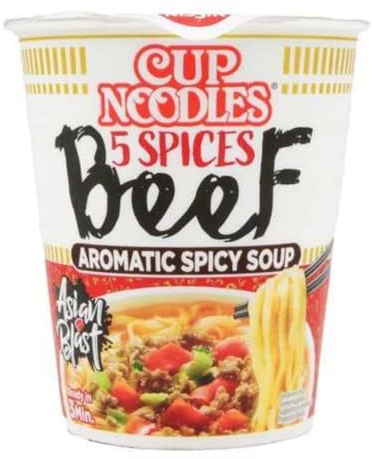 Nouilles Instanées Nissin Cup Saveur Poulet (63g/Bol), Crevette (63g/Bol), Boeuf (64g/Bol) et Canard (65g/Bol) - Offres 8 et 16 Bols - Livraison Gratuite France (8, Boeuf)