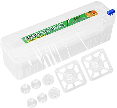Distributeur De Film Alimentaire - Boîte De Coupe De Film Plastique Rechargeable avec Couteau Coulissant - Distributeur De Film Étirable avec Coupe Bidirectionnelle, Support De Rangement pour