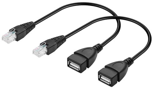 GINTOOYUN 2 x câble USB vers RJ45 Ethernet mâle rallonge pour routeurs, modems ADSL, caméras, etc. (11,81 pouces)